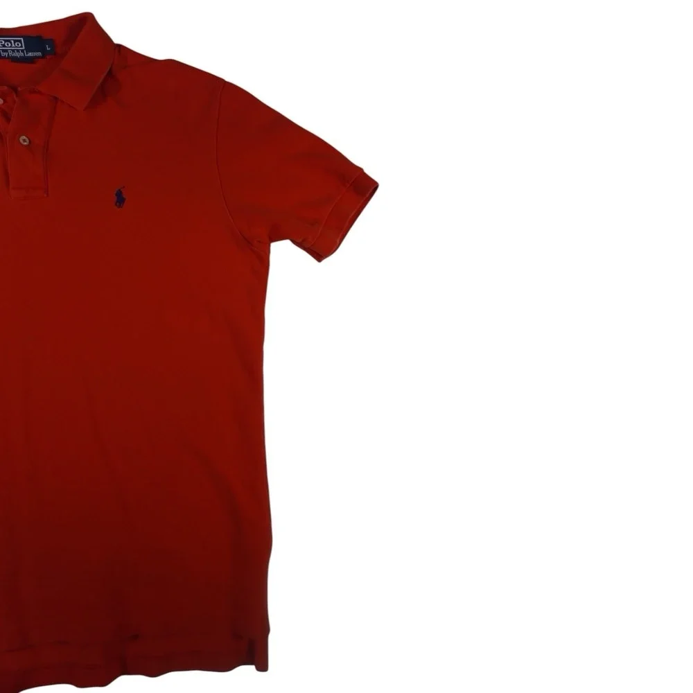Polo Ralph Lauren Men's Orange Short Sleeve Polo Shirt Blue Pony Classic Fit
